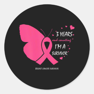 3 Years Breast Cancer Free Pink Survivor Classic Round Sticker