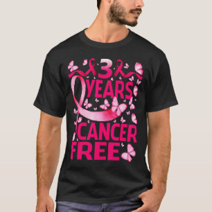 3 Years Breast Cancer Free Survivor Butterfly T-Shirt