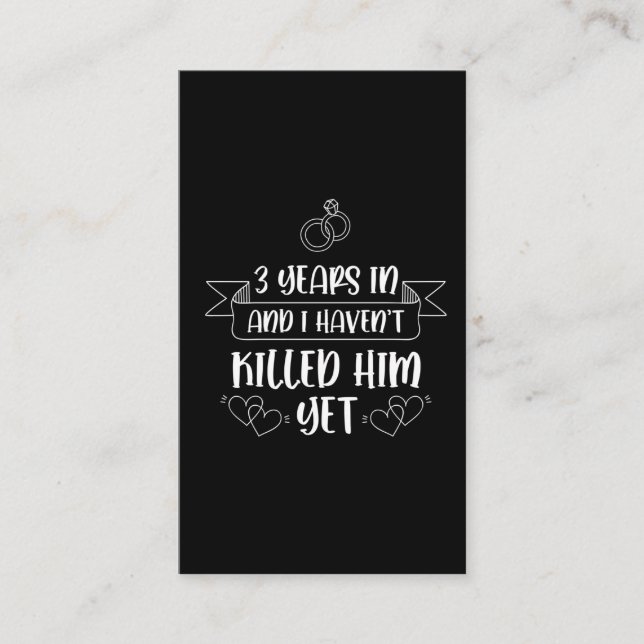 3 Years Husband Wife 3rd Wedding Anniversary Business Card (Front)