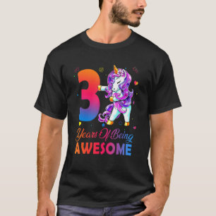 3 Years of Being Awesome Unicorn Flossing Since 20 T-Shirt