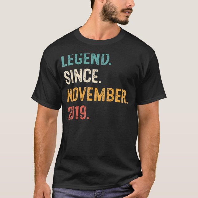 3 Years Old  3rd Birthday Boy Legend Since Novembe T-Shirt (Front)