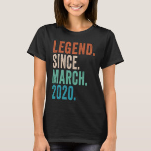3 Years Old 3rd Birthday Legend Since March 2020   T-Shirt