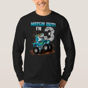3 Years Old 3rd Birthday Shark Boy Girl Monster Tr T-Shirt