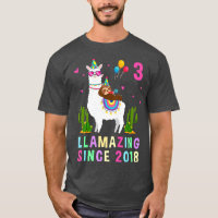 3 Years Old 3rd Birthday Sloth Riding Llama Kids