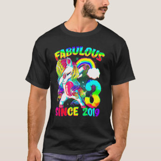 3 Years Old 3rd Birthday Unicorn Girl Fabulous Sin T-Shirt