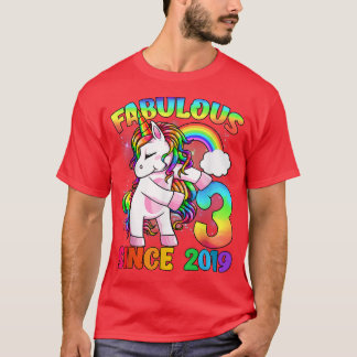 3 Years Old 3rd Birthday Unicorn Girl Fabulous Sin T-Shirt