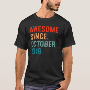 3 Years Old  Awesome Since October 2019 3rd Bday B T-Shirt