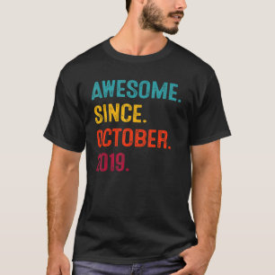 3 Years Old Awesome Since October 2019 3rd Birthda T-Shirt