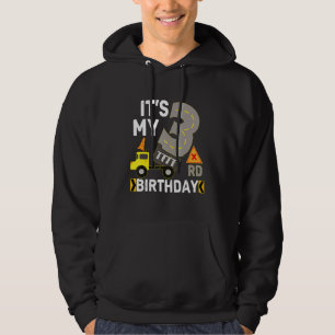 3 Years Old Boy It's My 3rd Birthday Construction Hoodie