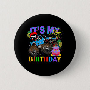 3 Years Old Boys 3rd Birthday Monster Truck Birthd 6 Cm Round Badge