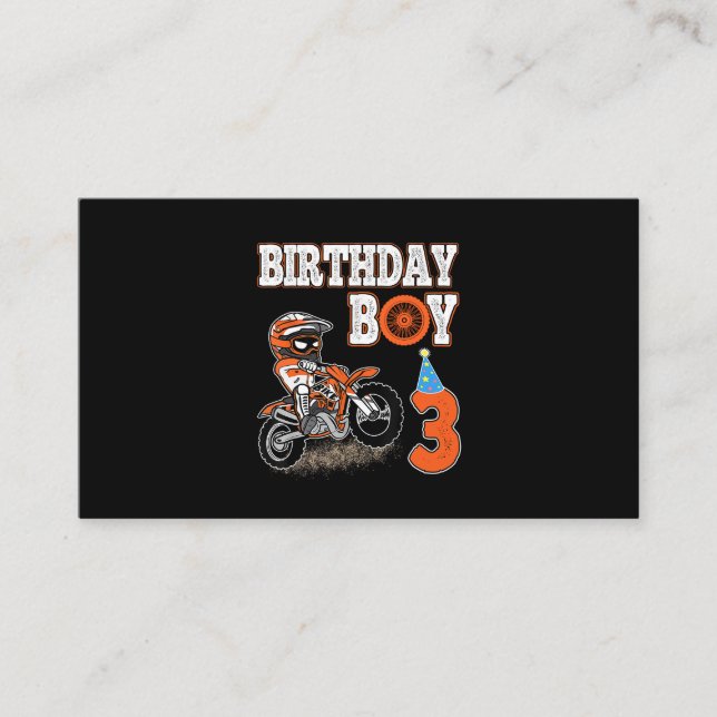3 Years Old Kid - Birthday Boy - Dirt Bike - Motor Business Card (Front)