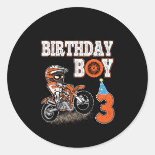 3 Years Old Kid - Birthday Boy - Dirt Bike - Motor Classic Round Sticker