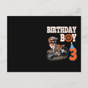 3 Years Old Kid - Birthday Boy - Dirt Bike - Motor Postcard
