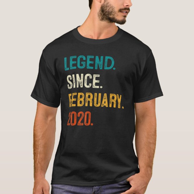 3 Years Old  Legend Since February 2020 3rd Birthd T-Shirt (Front)