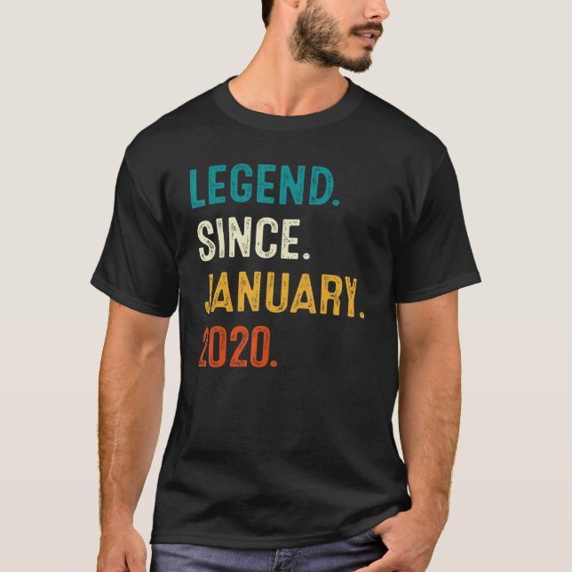 3 Years Old  Legend Since January 2020 3rd Birthda T-Shirt (Front)