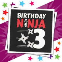 3 Years Old Ninja Party Stars Kids 3rd Birthday