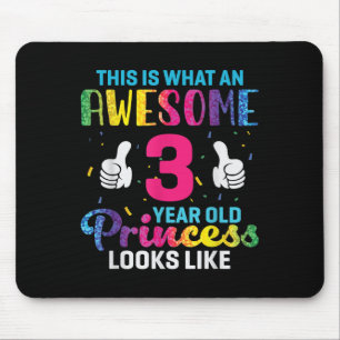 3 Years Old Princess Birthday Quote 3rd B-day Kids Mouse Mat