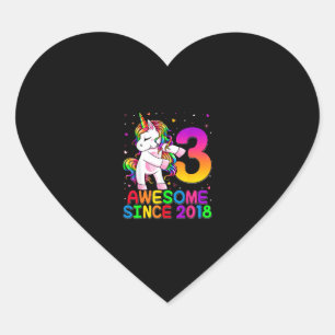 3 Years Old Unicorn Flossing 3rd Birthday Girl Uni Heart Sticker