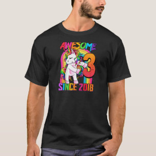 3 Years Old Unicorn Flossing 3rd Birthday Girl Uni T-Shirt