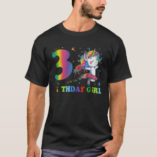3 Years Old Unicorn Flossing 3rd Birthday Girl Uni T-Shirt