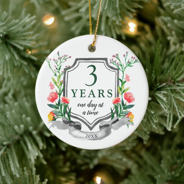 3 Years Sober Personalized Sobriety Anniversary Ceramic Tree Decoration (Tree)