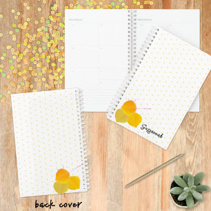 3 Yellow Aspens Leaves on Yellow Polka Dot Pattern Planner