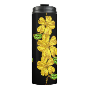 3 yellow flowers  thermal tumbler