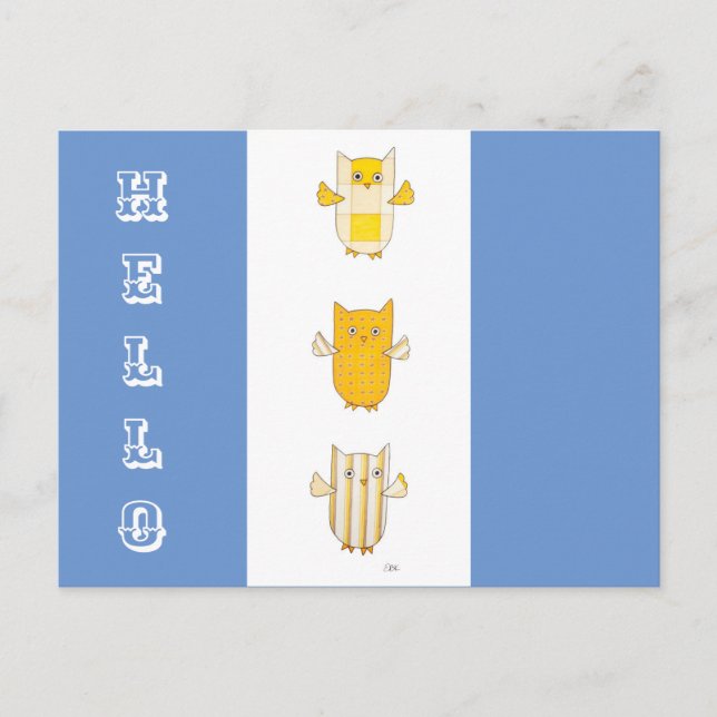 3 Yellow Owls Flying Postcard (Front)
