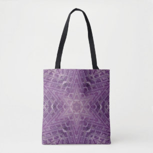 3A Unique Colorful Purple White Star Mandala Tote Bag