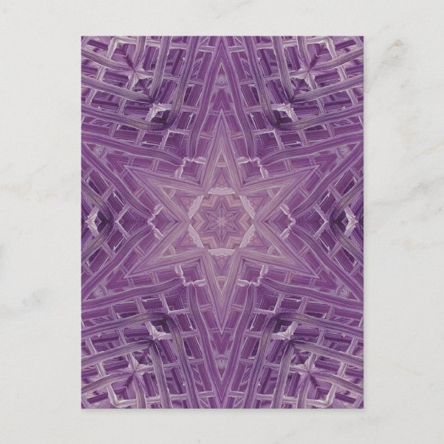 3A Unique Colourful Purple White Star Mandala Postcard (Front)