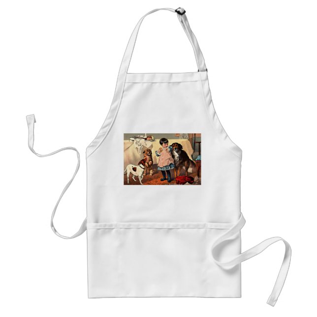 3c Girl and Dogs by Charles Burton Barber Standard Apron (Front)