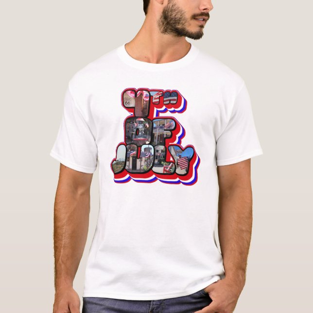 3D 4th Of July Big Letter T-Shirt (Front)
