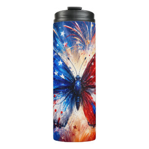 3D 4th of July Butterfly 01 Thermal Tumbler