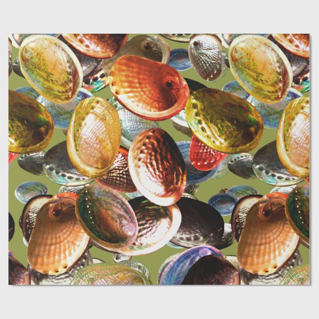 3D Abalone Colourful Seashell Wrapping Paper (Flat)