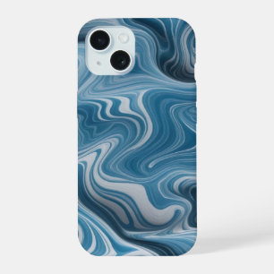3D Abstract Blue White Marble Texture iPhone 15 Case