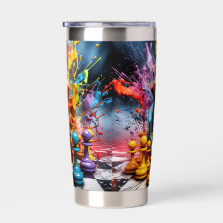 3D Abstract Chess Pieces Splash  Insulated Tumbler