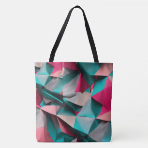 3D Abstract Christmas Fabric Design in Teal, Hot P Tote Bag