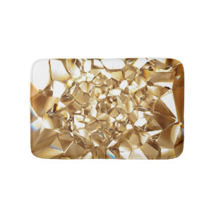 3D abstract crystal gold texture. Bath Mat