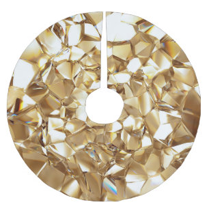 3D abstract crystal gold texture. Brushed Polyester Tree Skirt