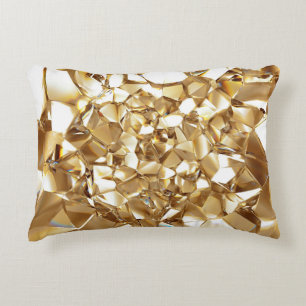 3D abstract crystal gold texture. Decorative Cushion