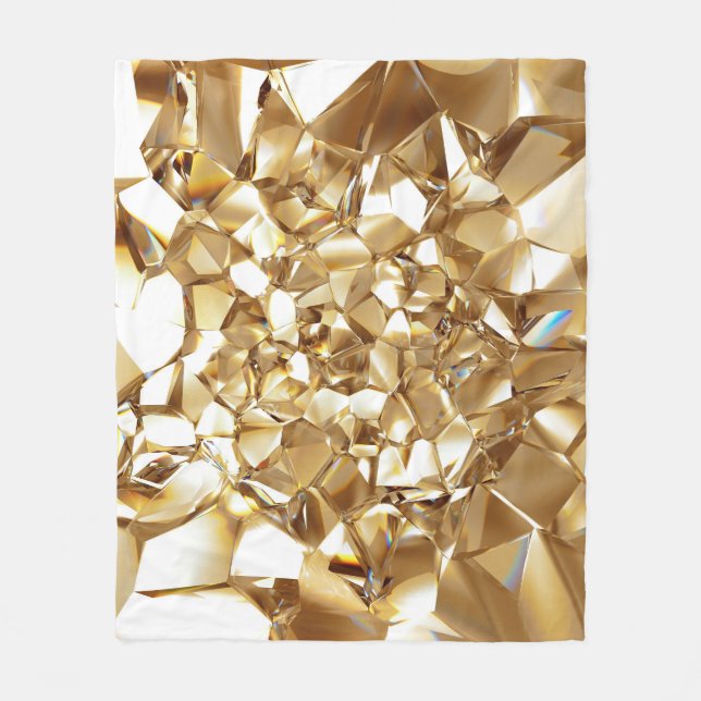 3D abstract crystal gold texture. Fleece Blanket (Front)