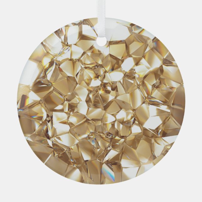 3D abstract crystal gold texture. Glass Tree Decoration (Front)
