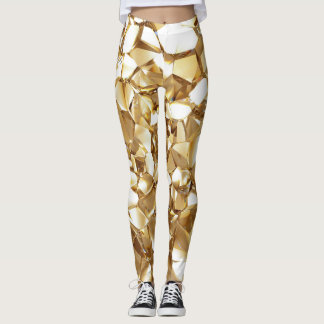 3D abstract crystal gold texture. Leggings