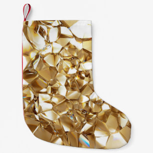 3D abstract crystal gold texture. Small Christmas Stocking