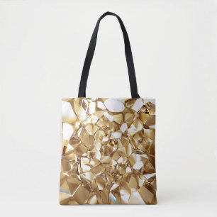 3D abstract crystal gold texture. Tote Bag