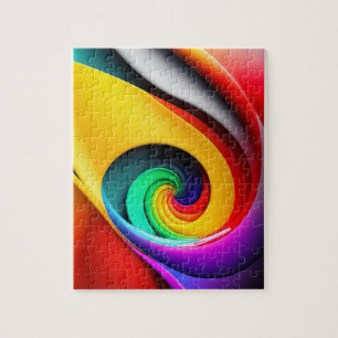 3D Abstract Geometric Spiral Colourful Jigsaw Puzzle