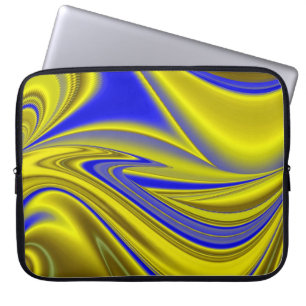3D Abstract in Gold Yellow Blue Green Laptop Sleeve