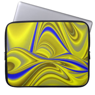 3D Abstract in Gold Yellow Blue Green Laptop Sleeve