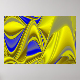 3D Abstract in Gold Yellow Blue Green Poster