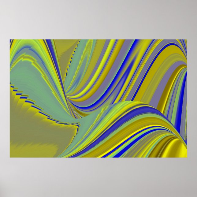 3D Abstract in Gold Yellow Blue Green Poster (Front)